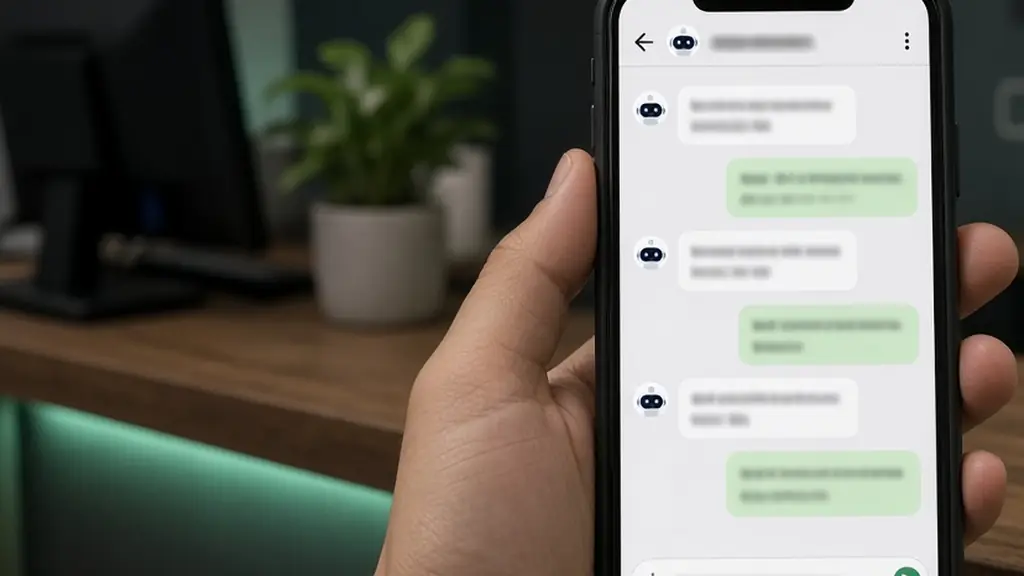 Imagen ilustrativa: celular con un chat de PicaBot en la recepción de un consultorio